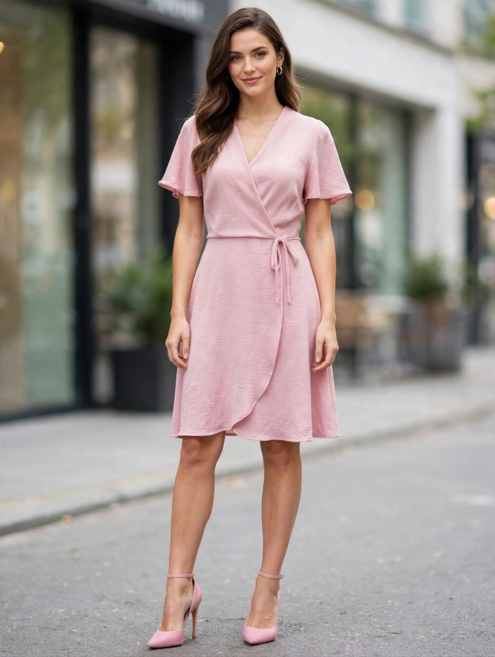 MONTEAU, LOS ANGELES! ULTRA SWEET PINK, LIGHTWEIGHT TEXTURED TIE WAIST DRESS! S